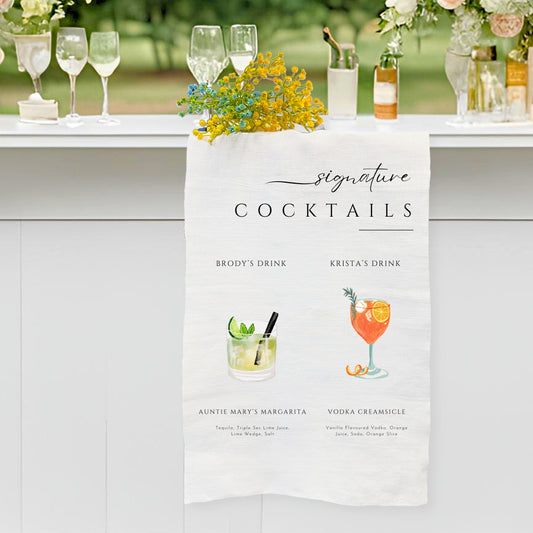 Signature Cocktails Linen Fabric Bar sign