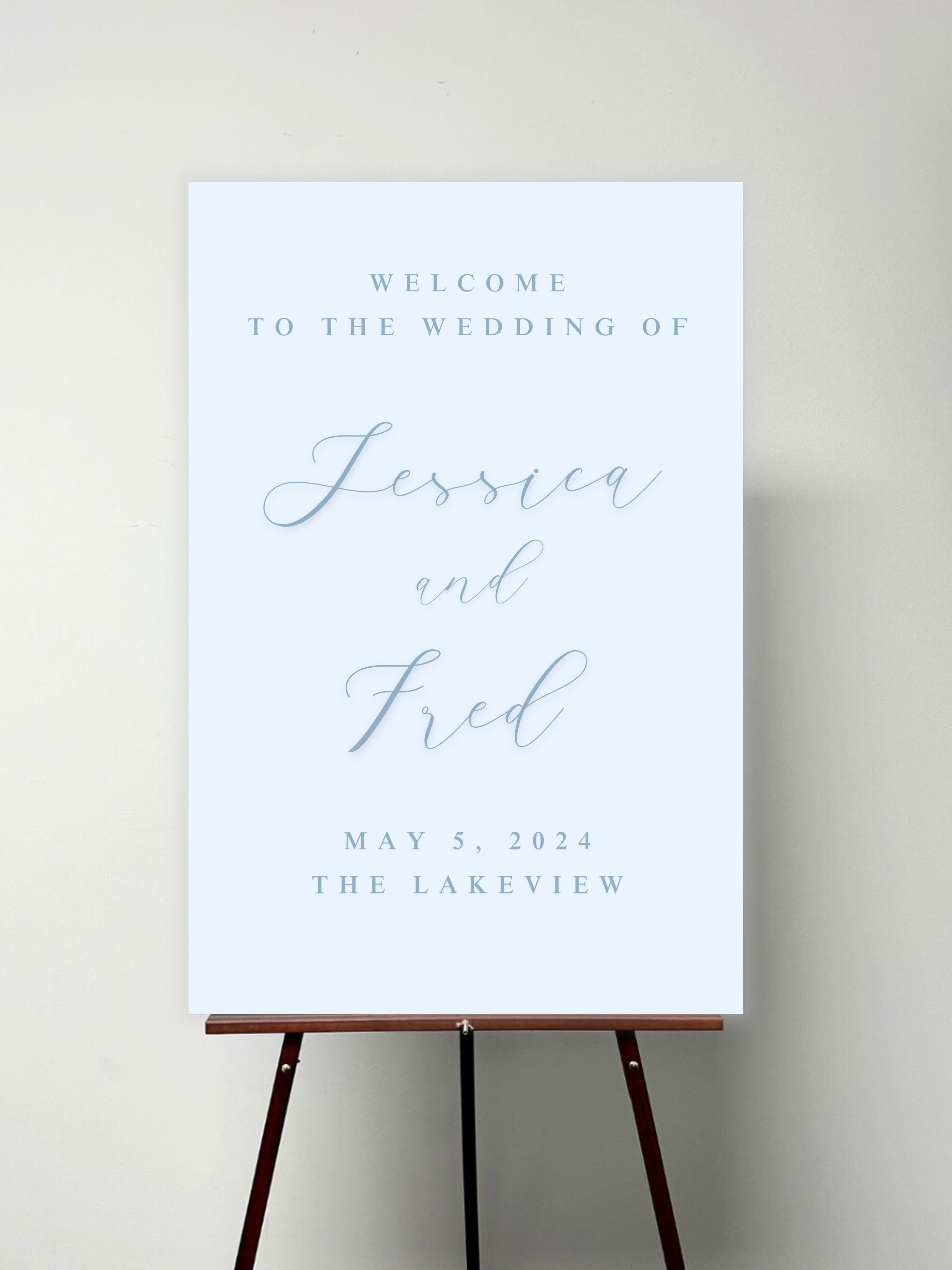 Powder Blue Minimal Welcome Sign – Custom Boards Toronto