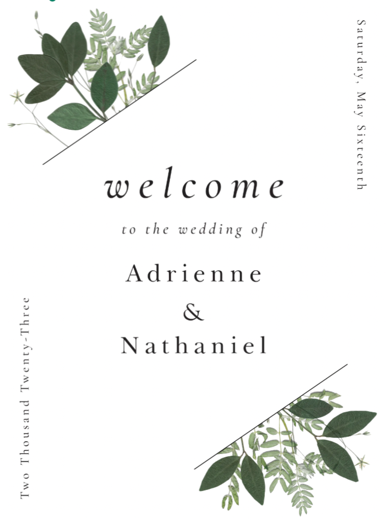 Green Leaf Modern Welcome Sign