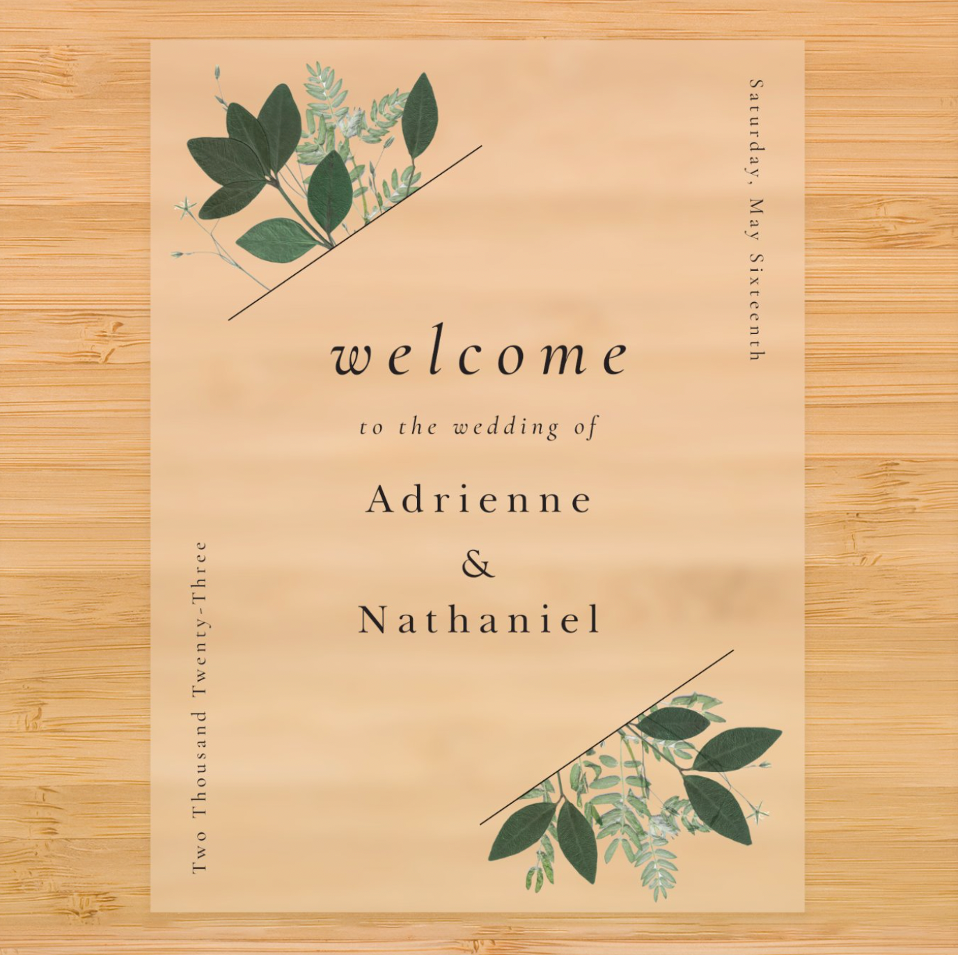 Green Leaf Modern Welcome Sign