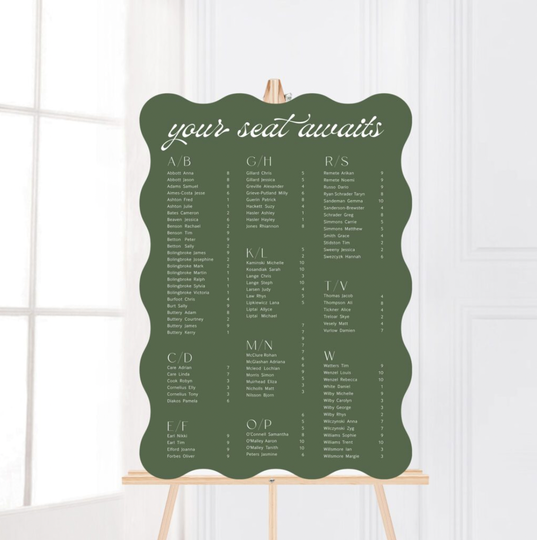 Wavy Seating Chart - 2 x 3 ft